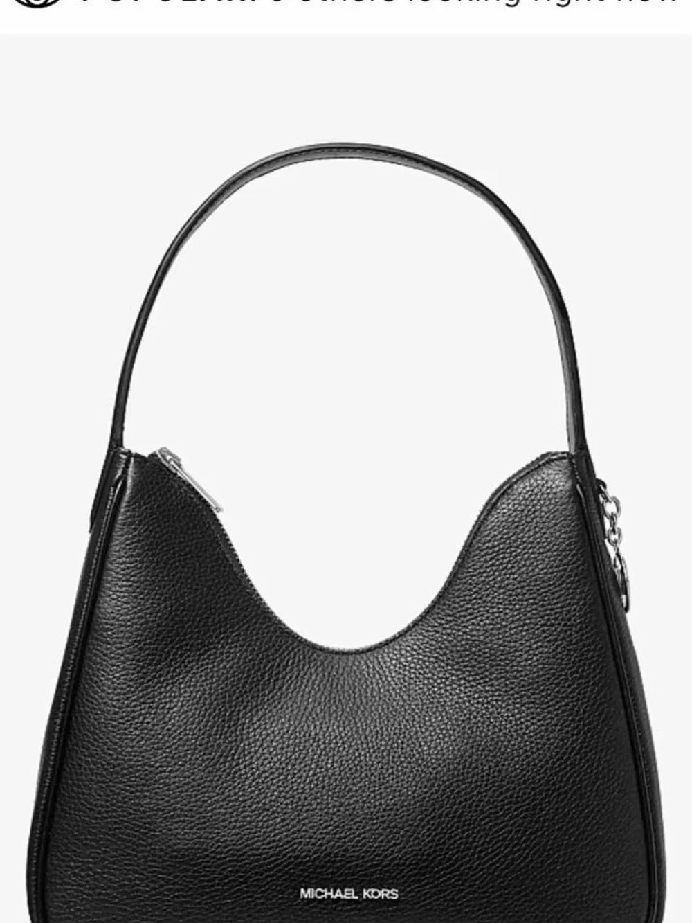 Michael Kors Black Pebbled Leather Crescent Shoulder Bag